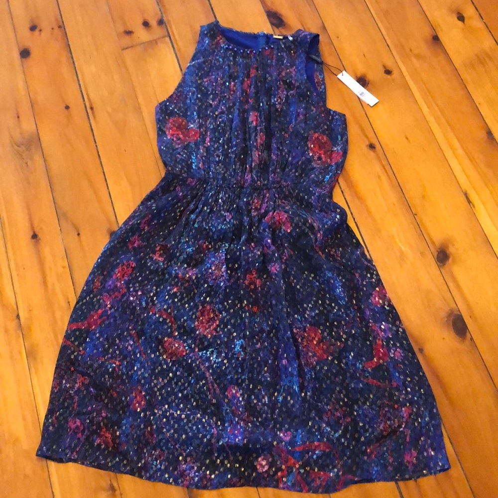 NWT Elie Tahari floral and metallic midi dress